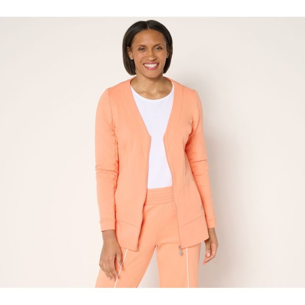 SUNNYLiFE Women's Top Sweater Sz L Long Sleeve Zip Front Cardigan On Pink
